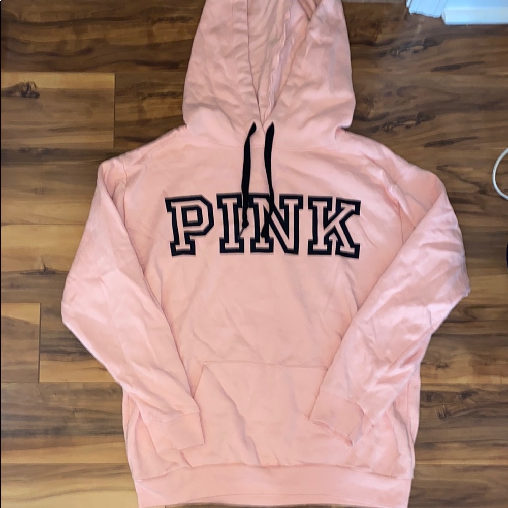 Pink Hoodie with Black Lettering